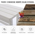 thumbnail image 3 of HDPE Outdoor High Top Bar Stools, Outdoor Patio Chairs Set of 2 for Bistro, Poolside, Balcony (White), 3 of 10