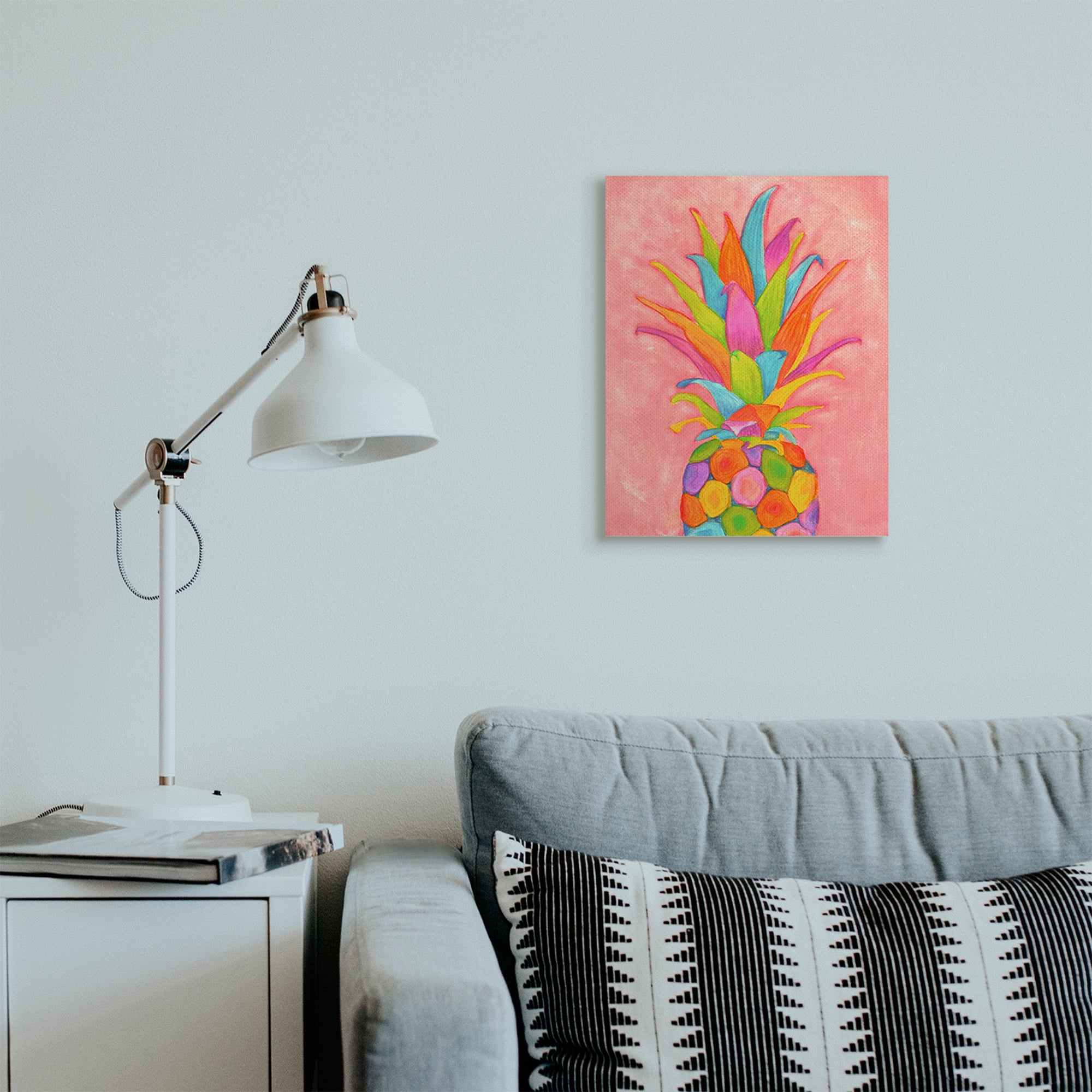 Stupell Industries Vibrant Pineapple Fruit Fun Pink Blue Yellow Canvas Wall Art, 16 x 20, Design by Elvira Errico