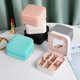 thumbnail image 3 of Joyero de viaje de una pieza (blanco) con espejo para anillos, pendientes y collares, pequeño estuche de regalo de piel sintética para niñas, mujeres, madres e hijas., 3 of 5