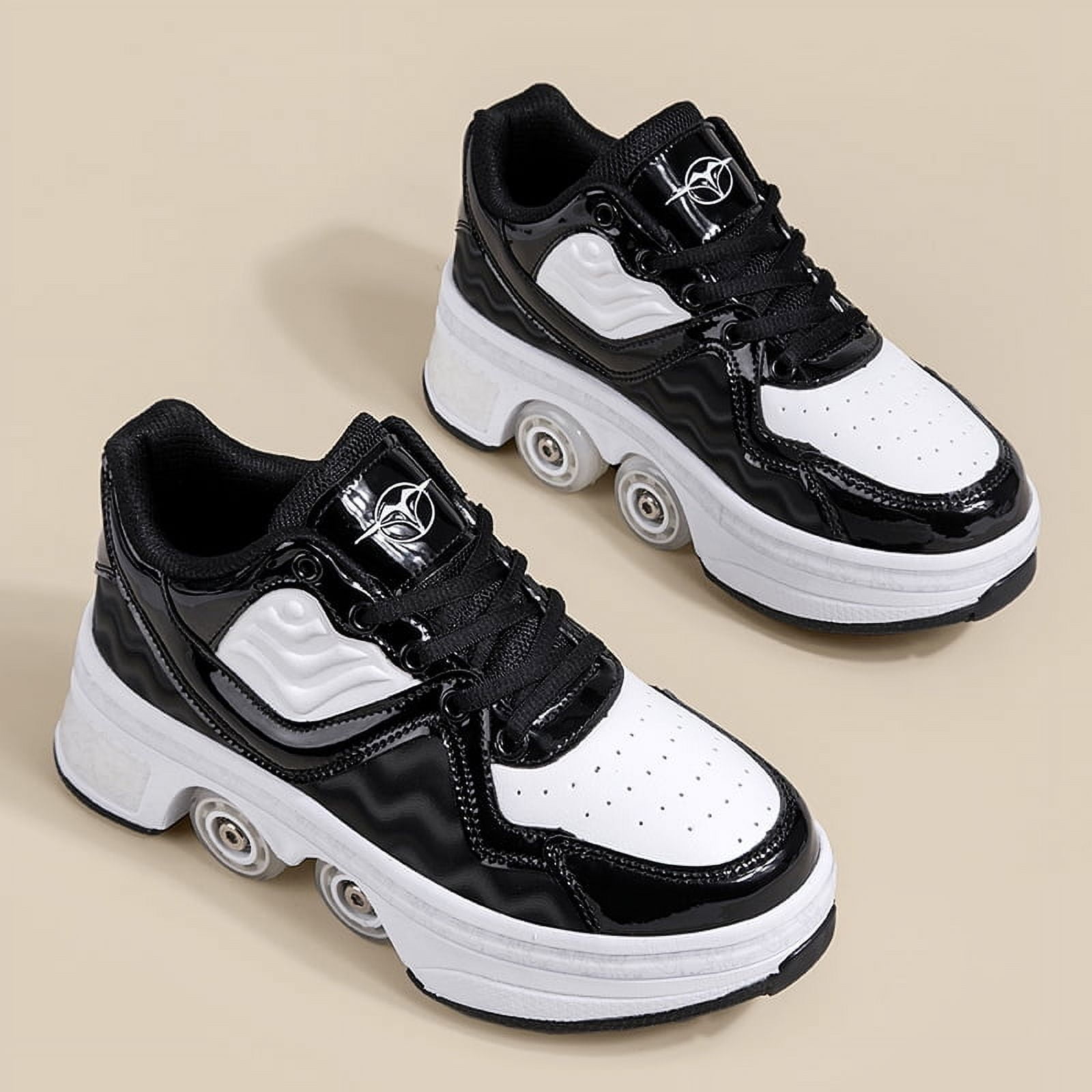 Roller Skates for Women Men, Shoes with Wheels for Girls, Kick Rollers Shoes Retractable for Boys, Adult Parkour Quad Roller Shoes, Inline Skates Children's Outdoor Skates