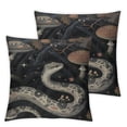 thumbnail image 2 of Acheng Gothic Pillow Case Sets,Sofa Throw Pillow Cover Set of 2, Vintage Starry Sky Snake Mushroom Moth Maple Leaf Pattern Square Couch Pillow Protector Cushion White, 2 of 6