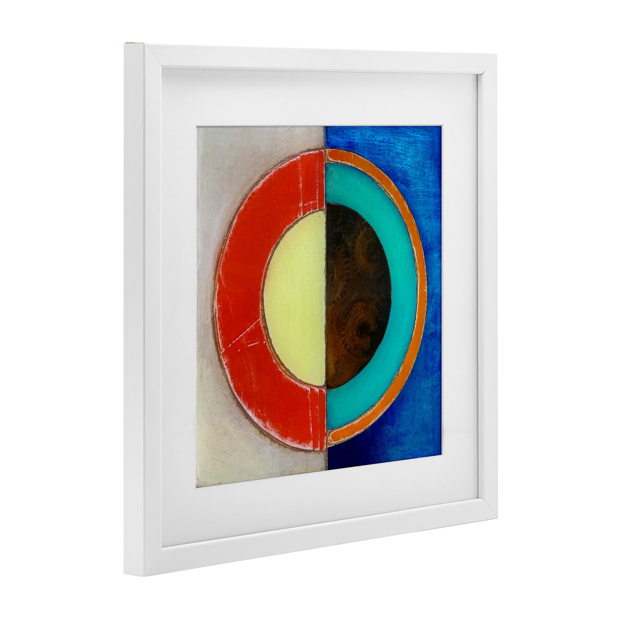 Stupell Industries Round Structured Color Block White Framed Print Under Glass, design by Matthew Finger