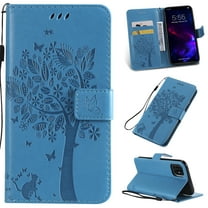 iPhone 11 Case 6.1" Case, Allytech Slim Shell PU Leather Folio Kickstand Wallet Case with Cards Holder Pocket Lanyard Anti-Scratch Shockproof Bumper Cover Case for Apple iPhone 11 6.1",Blue