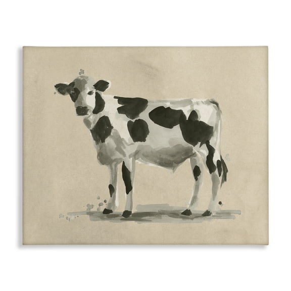 Stupell Industries Minimal Cow Painting Animals & Insects Painting Gallery Wrapped Canvas Art Print Wall Art, 20 x 16