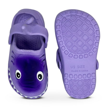 

NORTY Toddler Girls Comfort Clogs Female Ankle Strap Sandals Purple Shark