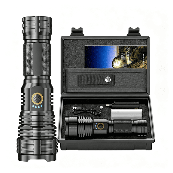 HIBIBUD Flashlights Led High Lumens Rechargeable 20,000 Lumens Super Bright Flashlight Flash Light Battery Powered Powerful Handheld Flashlight Holster Emergency Camping Hiking Gift