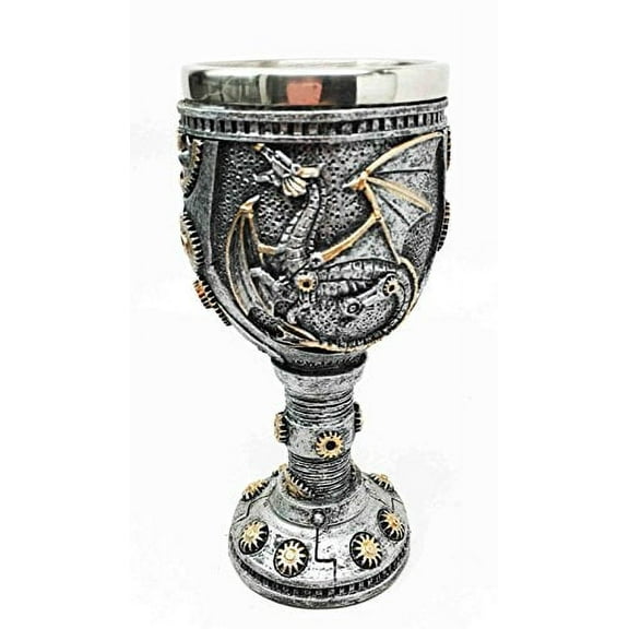 Steampunk Robotic Cyborg Dragon Eternal Voyage 5oz Wine Drink Goblet Chalice