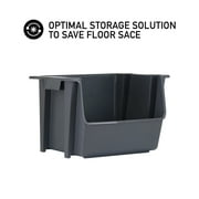 Mighty Tuff Garage Stacking Storage Bin, Plastic, Gray