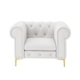 thumbnail image 2 of Nicole Miller Melia Sinous Spring Leather Button Tufted Modern Club Chair with Y-Leg for Living Room,White, 2 of 9