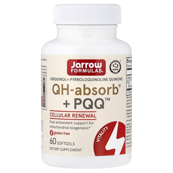 Jarrow Formulas QH-absorb   PQQ - 100 mg Ubiquinol - Up to 60 Servings (Softgels) - Cellular Renewal & Antioxidant Support for Mitochondrial Biogenesis - Dietary Supplement - Gluten Free