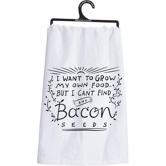 Primitives by Kathy Dish Towel, 28-inch by 28-inch, Bacon Seeds