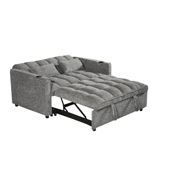 Cosmic Homes Aspire Fabric Sofa Bed with USB Charging Ports, Convertible Sleeper with Cup Holders, Pull-Out Couch Bed for Small Spaces - Grey