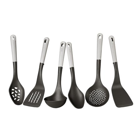 Meyer Everyday Nylon Kitchen Cooking Utensil and Tool Set  6-Piece  Black with Gray Handles