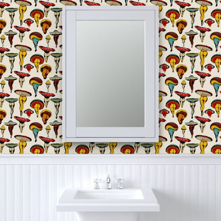 Peel & Stick Wallpaper 9ft x 2ft - Mushroom Booty Vintage Cute