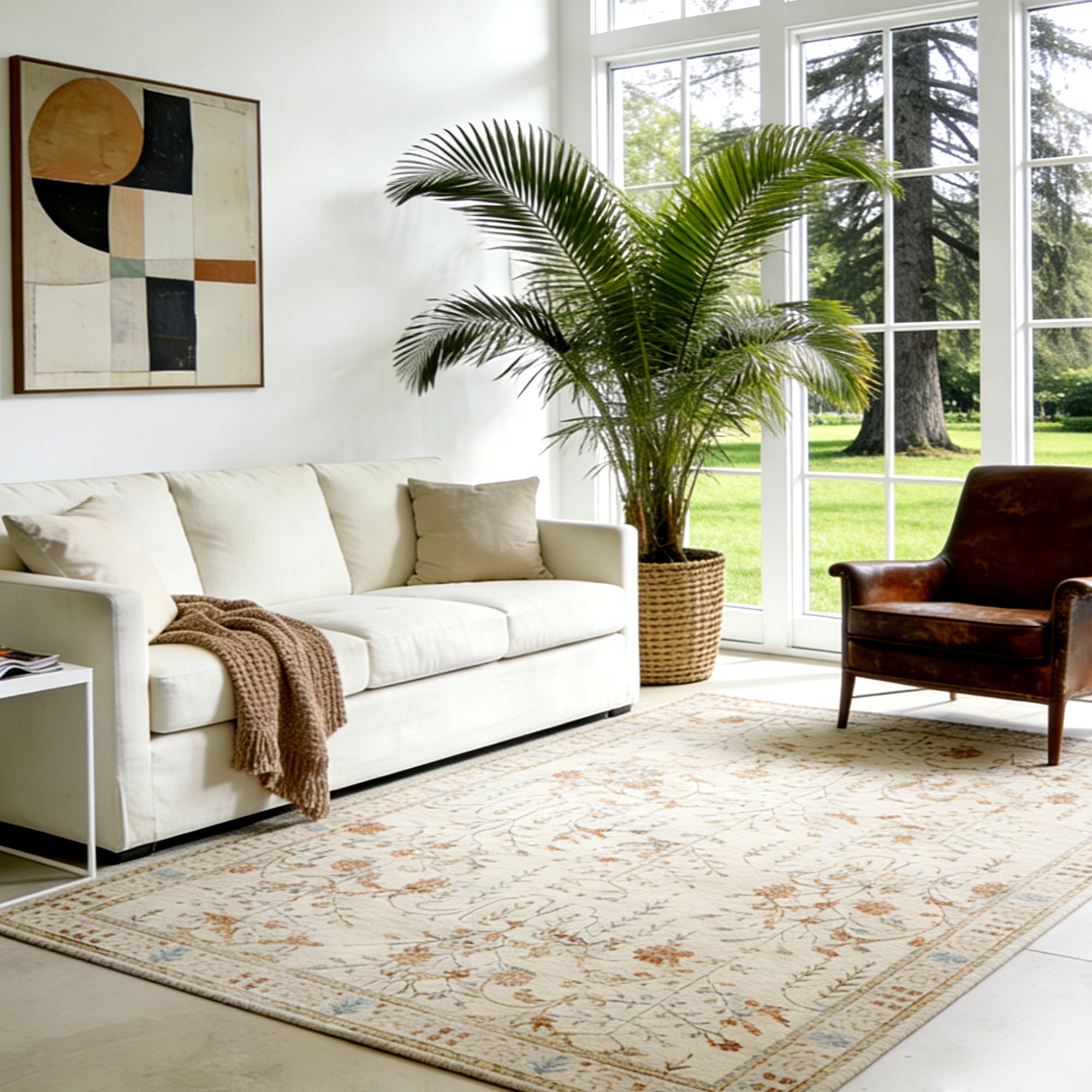 Area Rug for Living Room, Vintage Retro Boho Rug, Washable Non Slip & Low Pile Carpet for Living Room, Bedroom, Dining Room