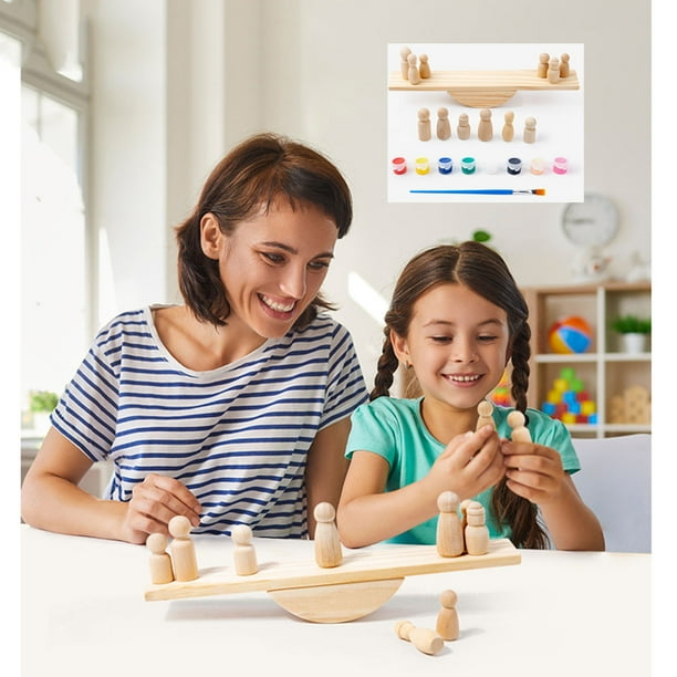 Juguetes de piscina, juguetes para bebés, juguetes para niños pequeños, balancín de madera para niños, balancín de madera de juguete, balanza de madera antiestrés, juguete de equilibrio para practicar
