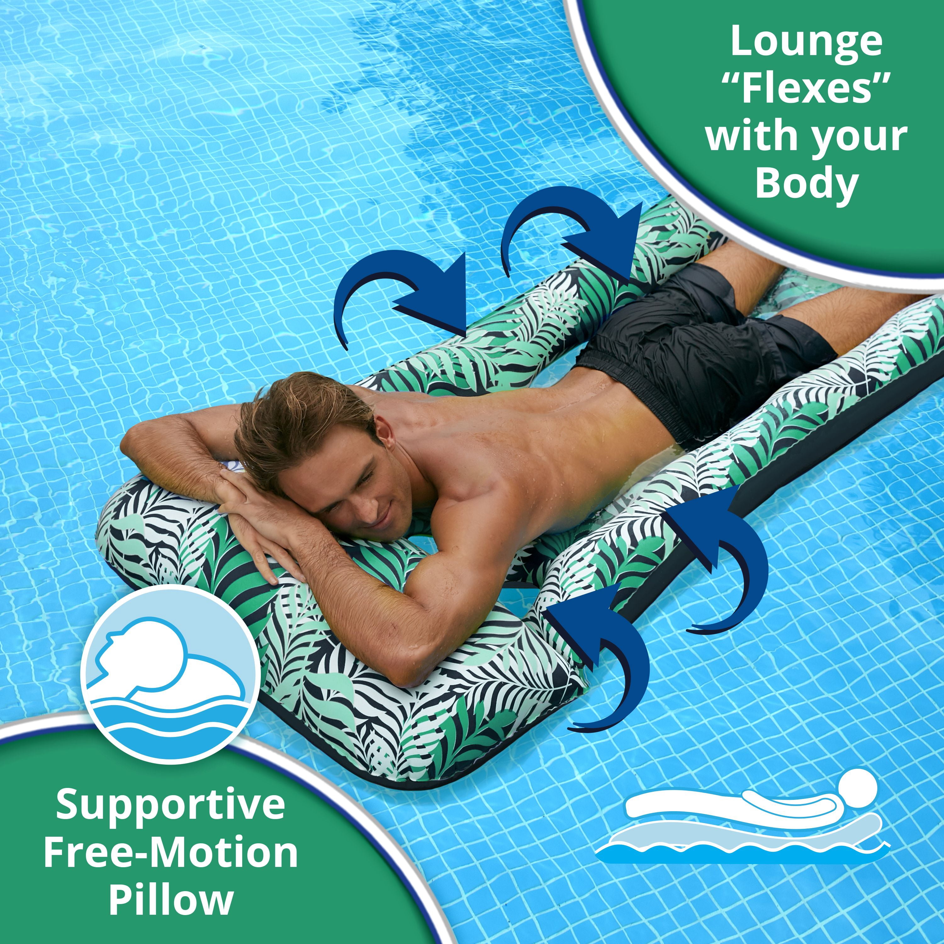 Aqua Leisure Inflatable Pool Float Water Contour Cooling Lounge, Teal Ferns