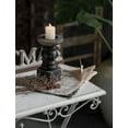 SOFE Wood Pillar Candle Holder of 7" H, Farmhouse Black Candle Holders