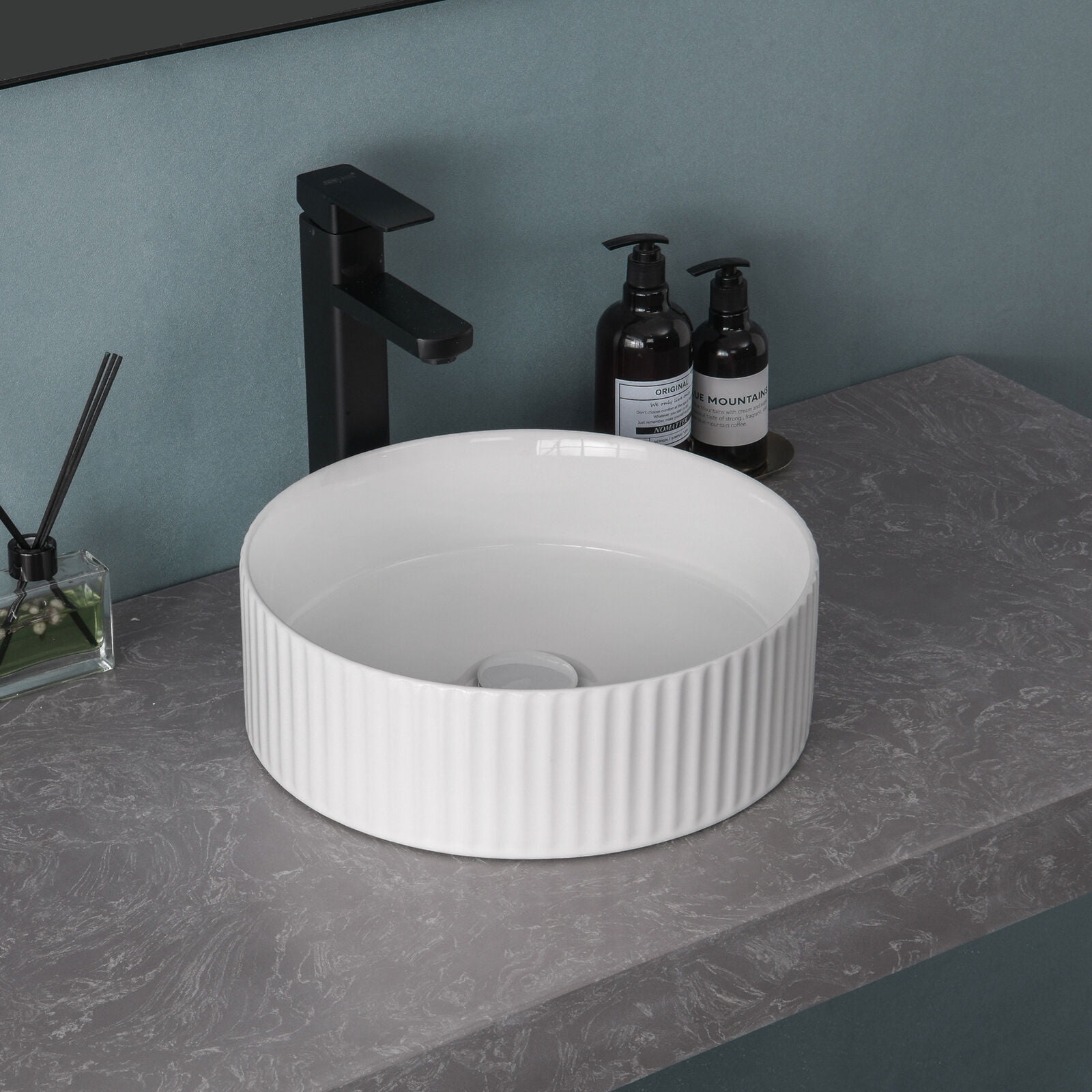 ABX 14" Round Bathroom Vessel Sink Ceramic Countertop Sink with Beautiful Stripes - Walmart.com