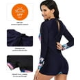 thumbnail image 4 of Women's Boy Short Long Sleeve Swimsuits One Piece Zipper Rash Guard Bathing Suit Swimwear UPF 50+, 4 of 6