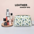 thumbnail image 4 of Blueberries Print leaf Makeup Bag, Large Capacity Travel Cosmetic Bag for Women Girls- Travel Toiletry Bag Leather Portable Waterproof Makeup Case Organizer with Handle, 4 of 4