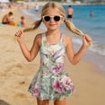thumbnail image 3 of DISNIMO Hummingbird Flower Printed Girls Swimsuits One-Piece Swimwear Hawaiian Summer Bathing Suit Soft Stretch Swim Dress Size 3-4 Years, 3 of 8