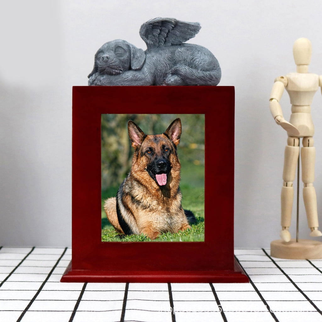 ZPAQI Dog Funeral Cremation Urn for Ashes Pet Wood Memorial Urns for Funeral