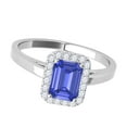 thumbnail image 3 of Mauli Jewels Rings for Women 0.65 Carat Emerald Cut Sapphire And Diamond Ring 4-prong 10k White Gold, 3 of 7
