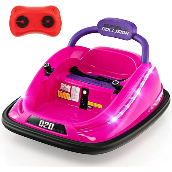 OLAKIDS Bumper Car for Toddlers, 12V Kids Electric Ride on Toy with Remote Control, Battery Powered Vehicle Racer for Baby, 360 Degree Spin Rotation, Colorful Flashing LED Lights, Music