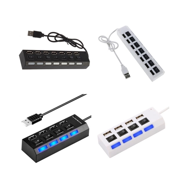 pitrice High Speed 4/7 Port USB Hub Power on/off Switch Expander PC Notebook Laptop Multiple Converter Adapter Splitter