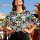 thumbnail image 5 of Xuyuer Mardi Gras Printed Shirt - Ladies' 3/4 Sleeve Crewneck Top for Festival Celebrations, Carnival Themed Parties, Vibrant Holiday Seasonal Fashion & Eye-Catching Parade Ready Apparel, 5 of 9