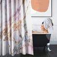 thumbnail image 6 of FMSHPON Marble Pink White 4 Piece Bathroom Set Shower Curtain Bath Rug Contour Mat and Toilet Lid Cover, 6 of 8