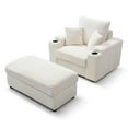thumbnail image 5 of Corduroy Single Sofa with Storage Ottoman 43.3" W Comfy Chaise Lounge with Cup Holders, Reading Chair with Throw Pillows and Armrests for Living Room, 5 of 8