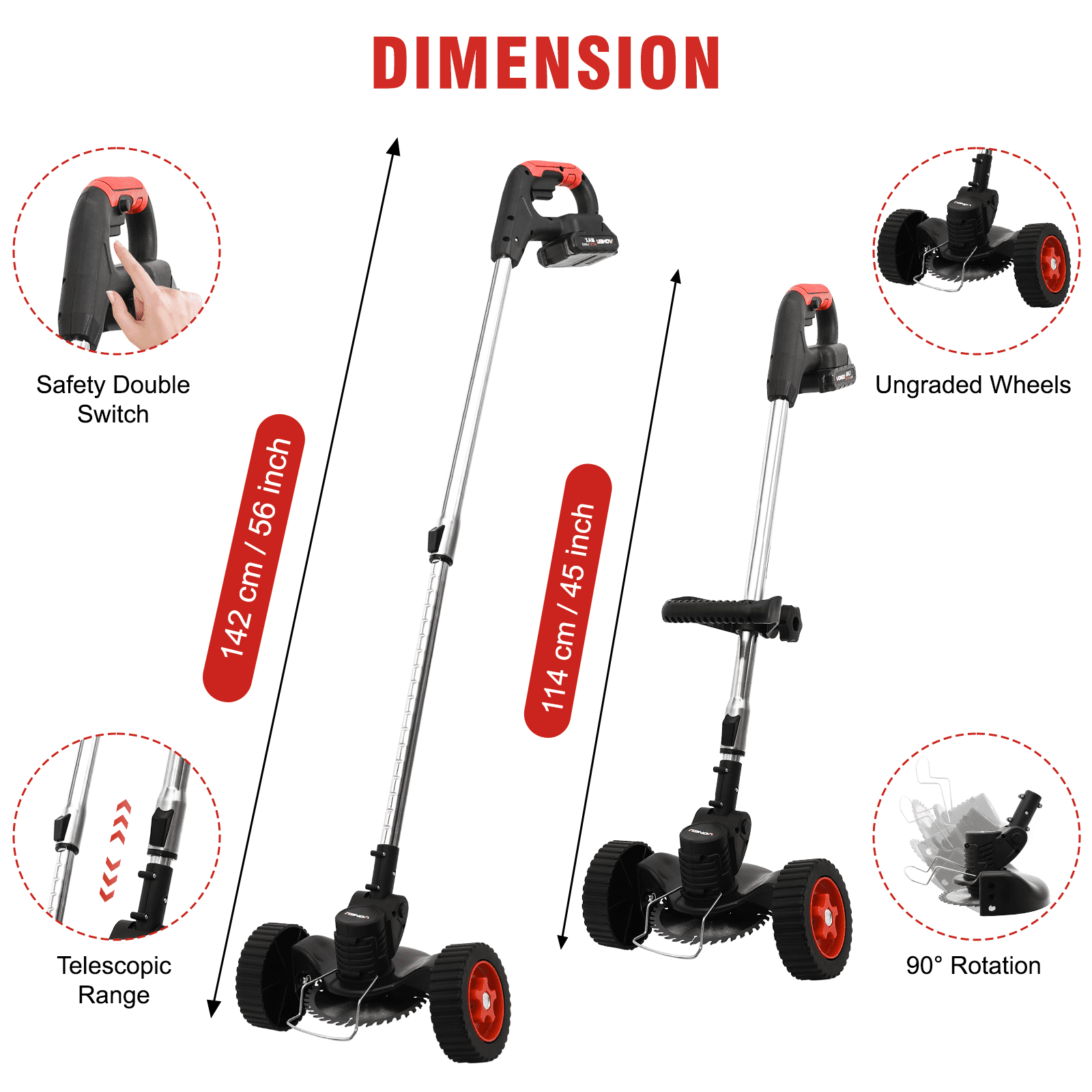 BAOKALER Cordless Electric Weed Wacker String Trimmer, with 3 Types of Blades and Adjustable Handle