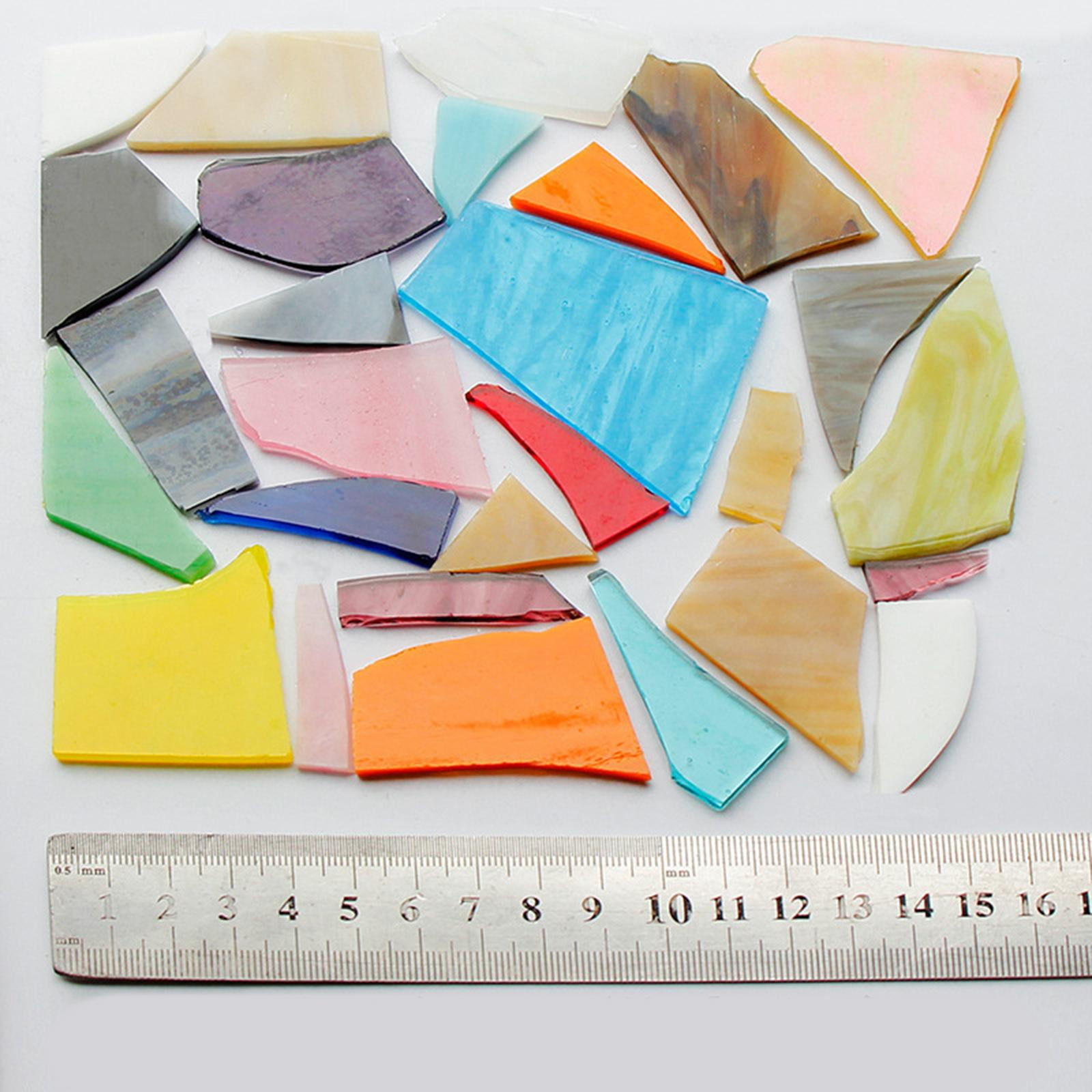 GUOOL Irregular Mosaic Glass Pieces 500g for DIY Craft, Crushed Stained Glass Tiles, Assorted Colors and Shapes Mosaic Art Supplies (Mixed Assorted Colors)