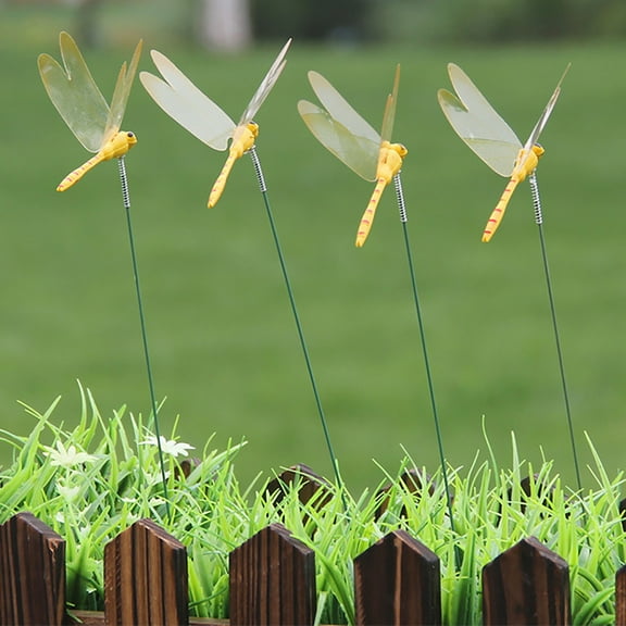 BNNG 12Pcs Dragon-fly Stakes Outdoor Planter Flower Pot Bed Garden Decor Yard Art Dragon Fly Garden Stakes Dragonflies Garden Ornaments Patio Decoration Dragonfly Stakes with Sticks