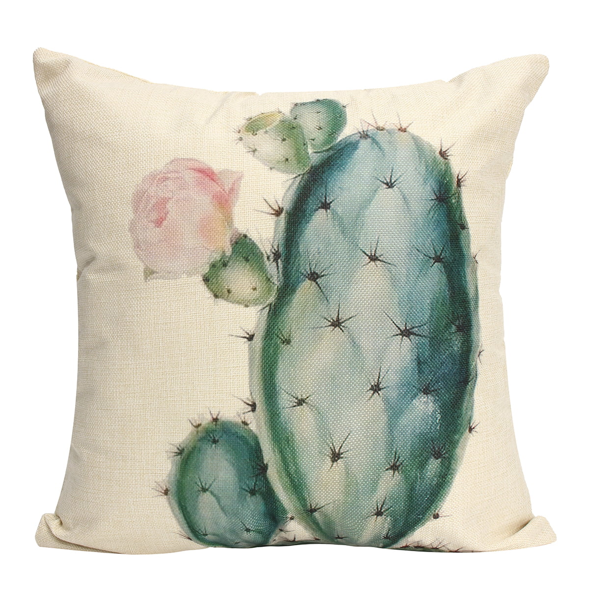 Retro Cactus Succulent Cotton Linen Plants Pillow Case Throw Cushion Cover Decor