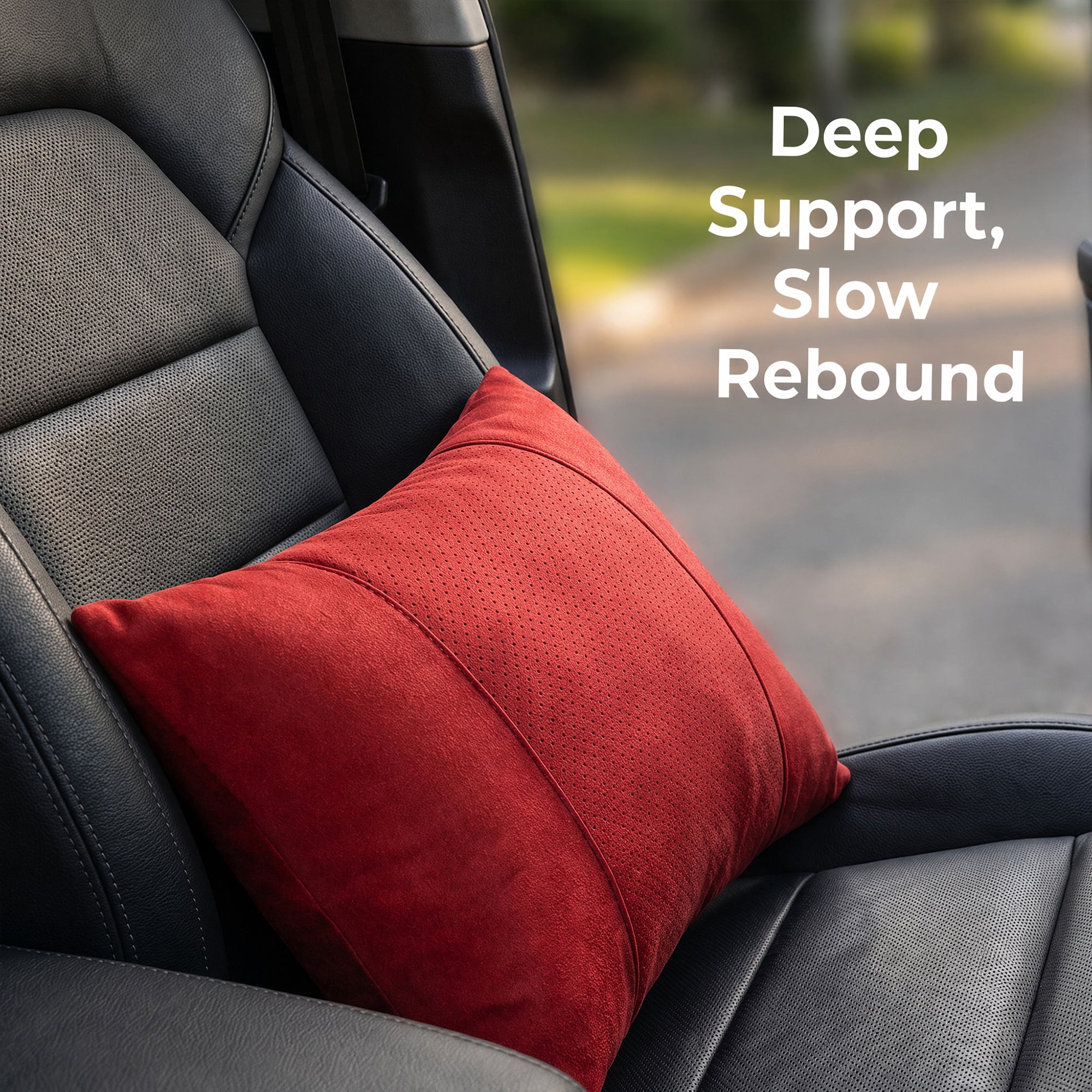 Unique Bargains Lumbar Support Pillow Down Back Support Red 14.2" x 9.8"
