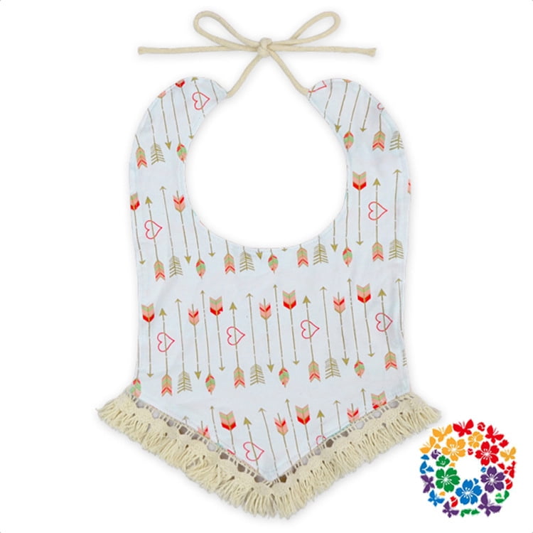 Baby Printed Waterproof Cotton Bib with Fringe Triangle Bibs