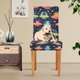 thumbnail image 4 of Yayeee 4 Pack Dining Chair Covers Stretch Parson Chairs Slipcovers Seat Protector, Cartoon Space Cat, 4 of 6