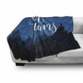 thumbnail image 3 of Saying Soft Flannel Fleece Throw Blanket, Dreams Night Wish Typography over the Landscape with Trees Silhouettes, Cozy Plush for Indoor and Outdoor Use, 50" x 60", Multicolor, by Ambesonne, 3 of 6