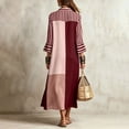 thumbnail image 5 of SAWOBUUN Womens Boho Striped Shirt Dress 3/4 Sleeve Color Block Button Maxi Dress Loose Fit Casual Beach Sundress, 5 of 5