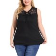 thumbnail image 1 of Plus Size Tops for Women Lace Panel Sleeveless Top Black 1X, 1 of 7