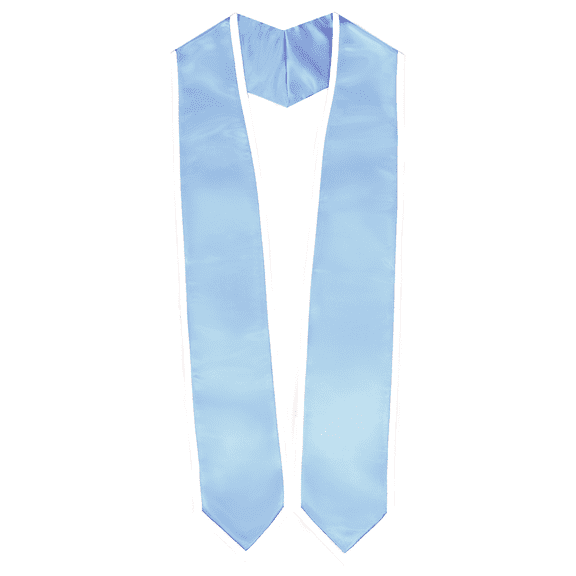 Honors Graduation Academic Stoles/Sashes with Classic End and Trim (Light Blue w/White Trim)