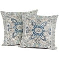 thumbnail image 1 of Blue Boho Style Throw Pillow Cover Set of 2 Ethnic Design Pattern Linen Persian Carpet Tribal Pattern Throw Pillow Case 20x20 inch Cushion Cover Home Office Decorative Square, 1 of 6