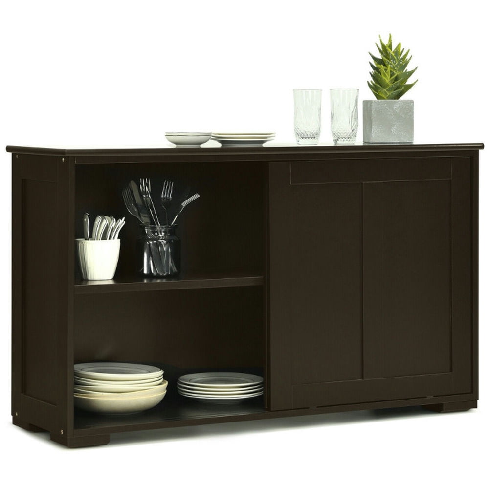 Finihen Kitchen Storage Cabinet, Buffet Sideboard, Kitchen Storage Cabinet with Wood Sliding Door, for Dining Room, Kitchen, Living Room, Brown Finihen Kitchen Storage Cabinet, Buffet Sideboard, Kitchen Storage Cabinet with Wood Sliding Door, for Dining Room, Kitchen, Living Room, Brown