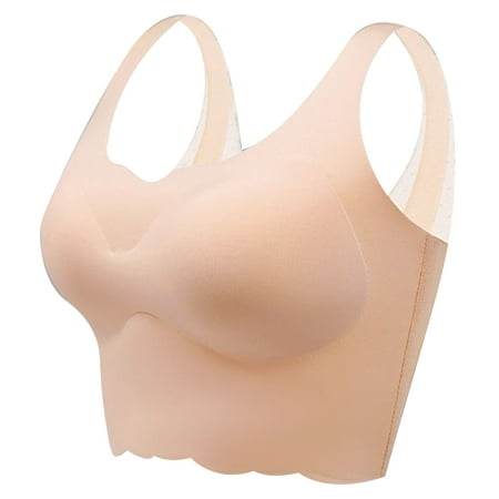 

Larisalt Push Up Bras For Women Lightly Latex Lined Cup Wirefree Unpadded Full Coverage Plus Size Minimizer Bra A XXL