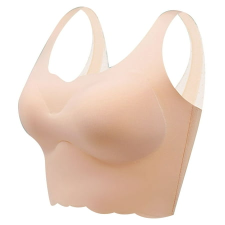 Ploknplq Sports Bras for Women seamless Bras for Women bra Tank Tops for Women bra for Big Busted Women thin Ice Silk Bra Wireless Bra with Removable Pads brassiere for Women a M Red S