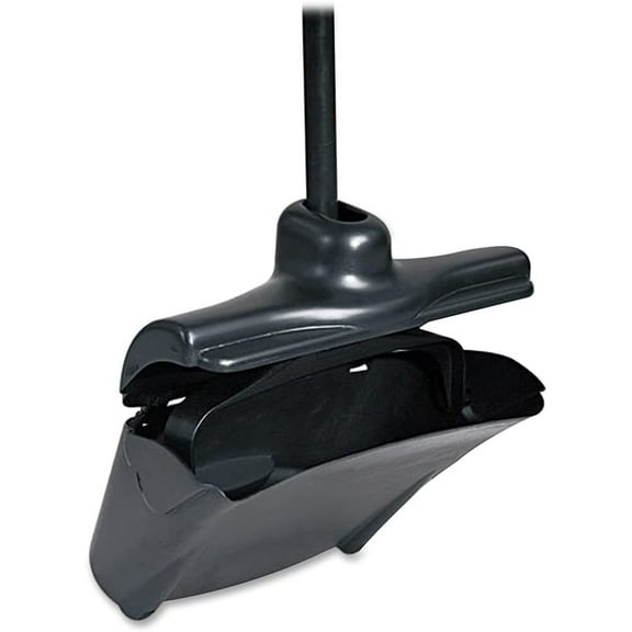 Lobby Pro Upright Dustpan, w/Cover, 12 1/2"W, Plastic Pan/Metal Handle, Black