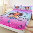 thumbnail image 4 of Castle Fairy Inspirational Girl Queen Sheets 4 Pieces,Butterfly Quote Art Queen Sheet Sets,Purple,1 Fitted Sheet, 1 Flat Sheet and 2 Pillowcases, 4 of 6